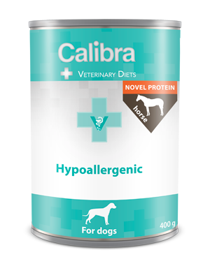 Calibra dog Hypoallergenic Skin and Coat support horse canned